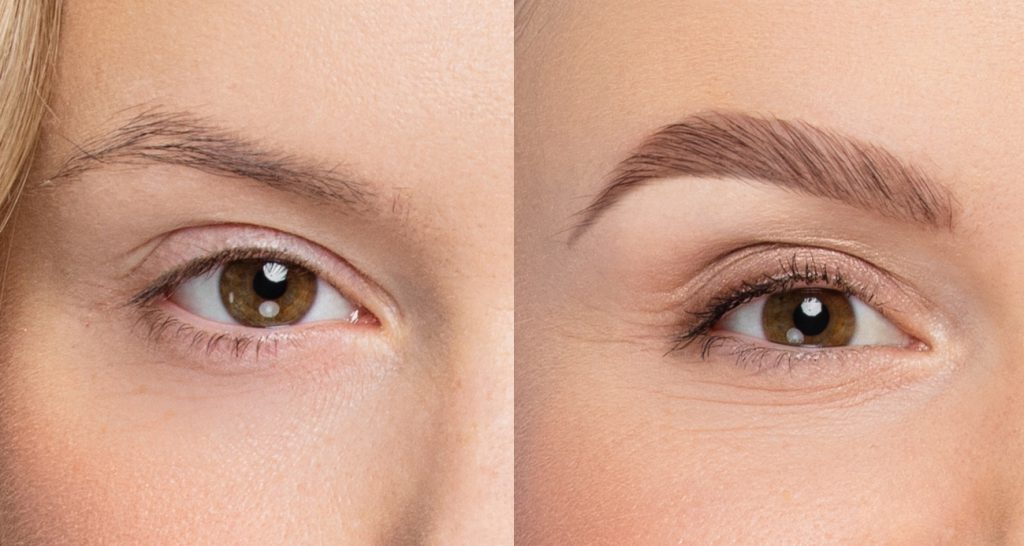nanobrow makijaż brwi przed i po